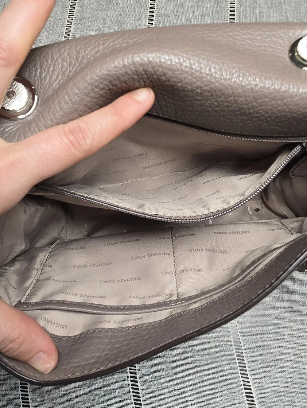 Michael Kors Leather Crossbody Gray-